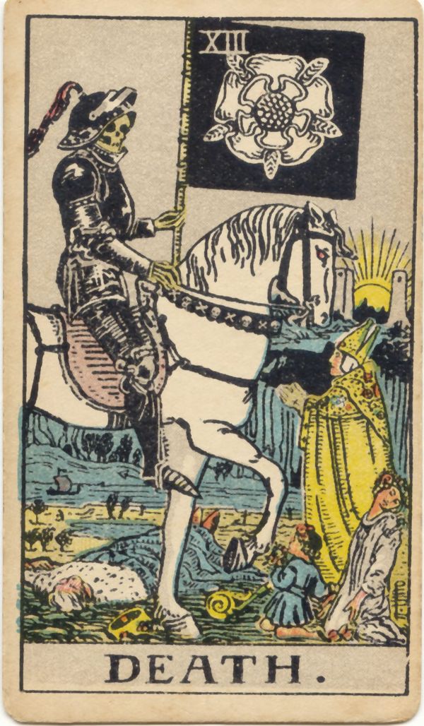 死神（Death）の原画。1909年 Rider 社刊、Pamela Colman Smith 画
